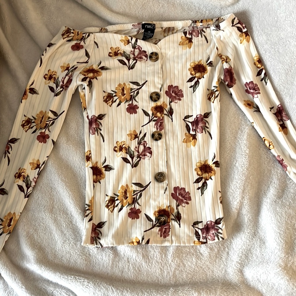 Floral print off the shoulder top
